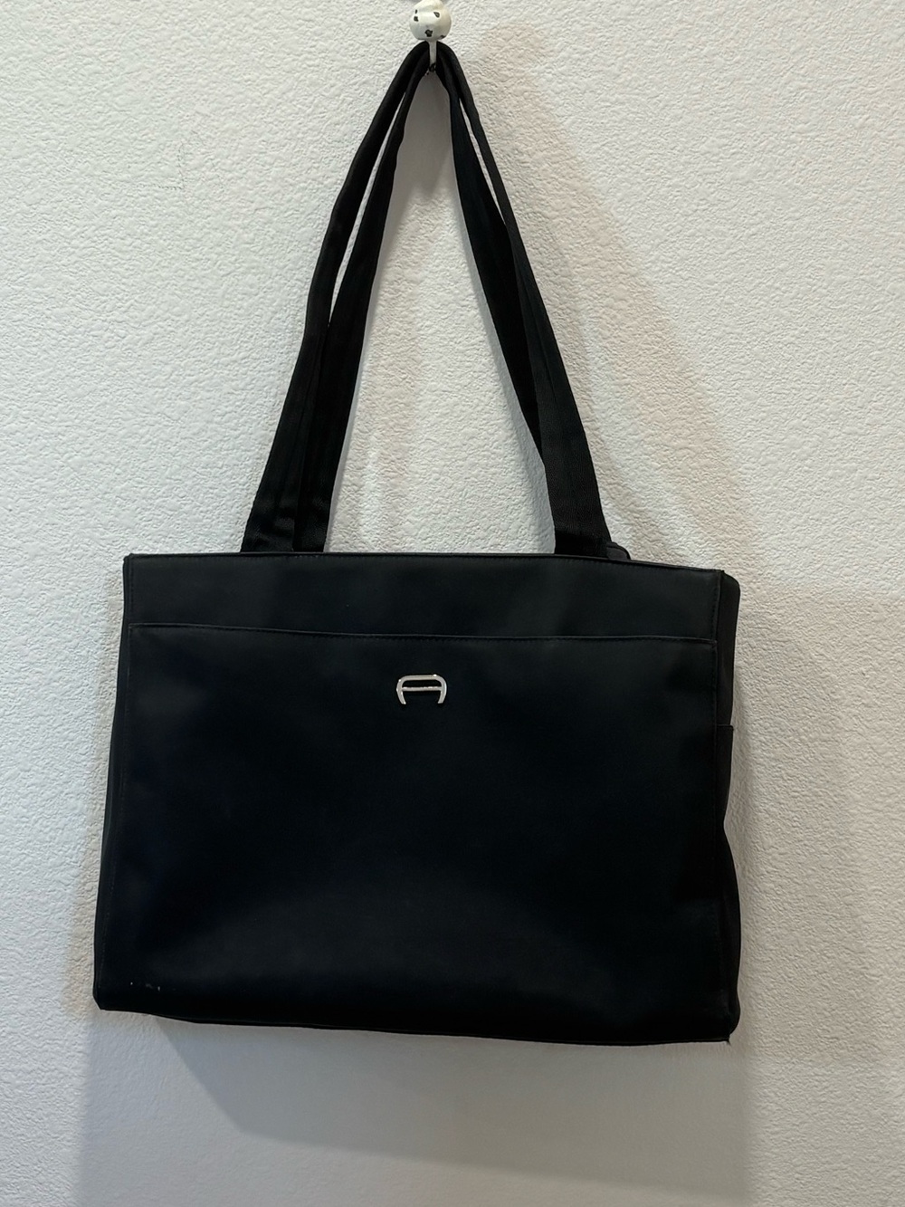 Etienne Aigner Black Tote with Silver Logo